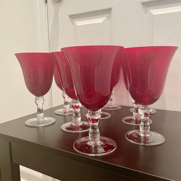 VTG BELL WINE GLASSES RUBY RED GOBLET SET OF 10 LARGE SIZE COLLECTIBLE RARE - Picture 13 of 16